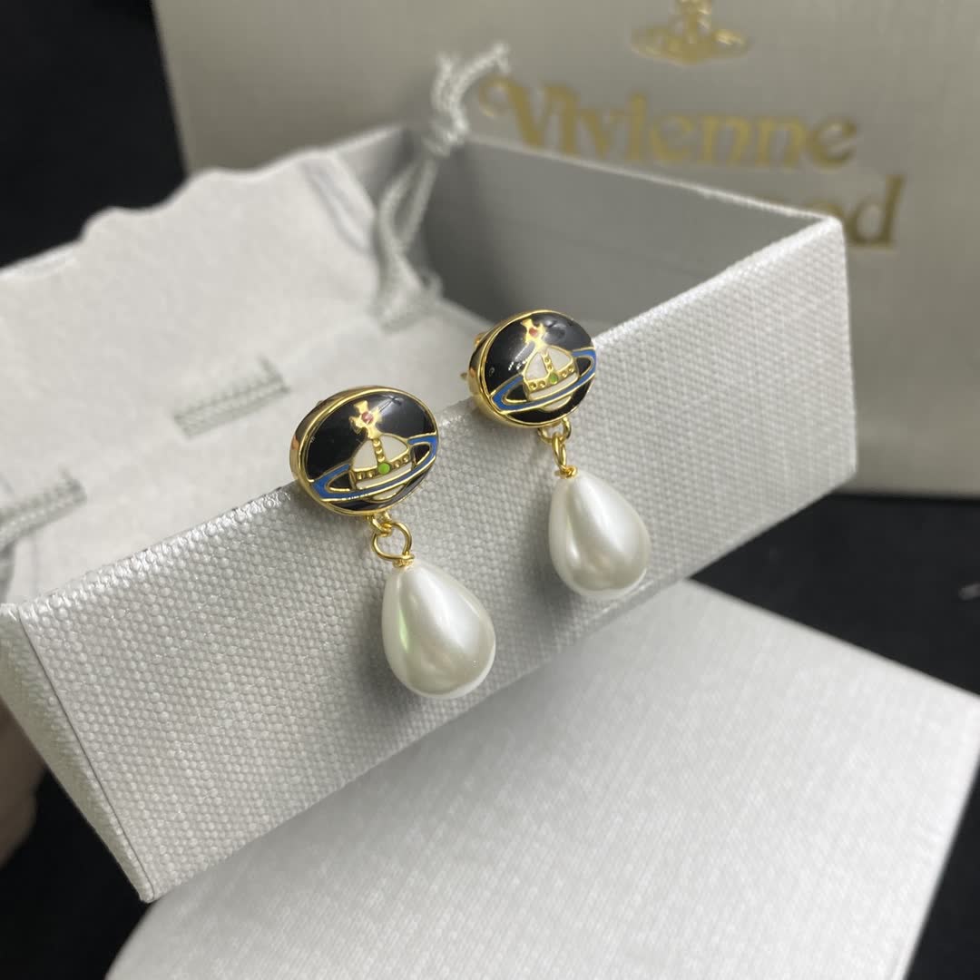 Vivienne Westwood Gold and Pearl Drop Earrings